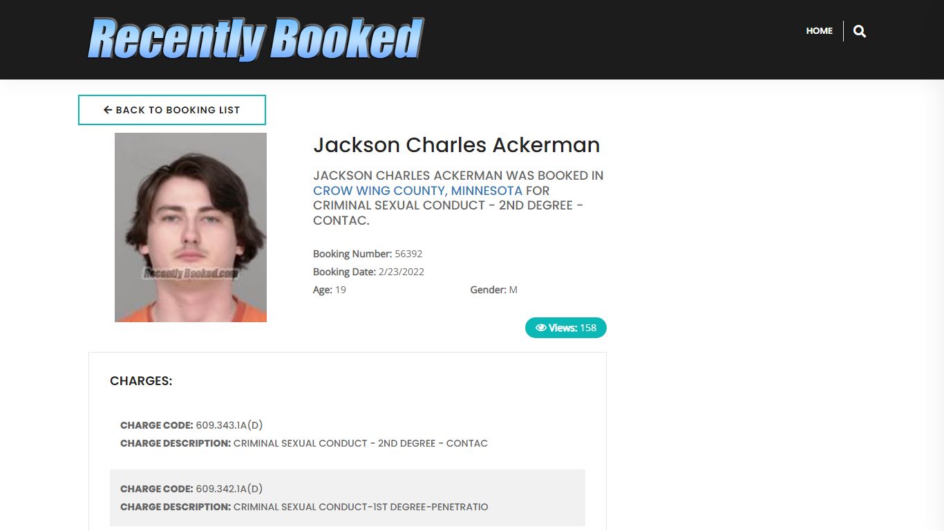 Jackson Charles Ackerman - Recently Booked